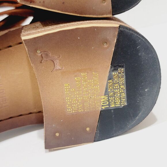 Gee WaWa Sandals Women Sz 10 M Black Brown Leather Ankle Strap Heels Hand Made - Picture 12 of 13